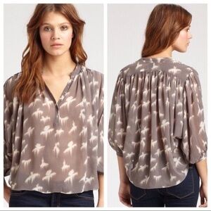 REBECCA TAYLOR 4  pull over v neck silk floral blouse